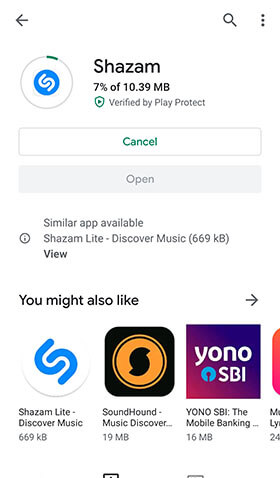 Installing Shazam Online App